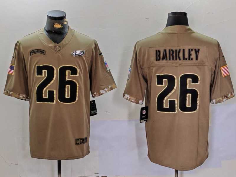 Mens Philadelphia Eagles #26 Saquon Barkley Camo Salute To Service Limited Stitched Jersey Dzhi